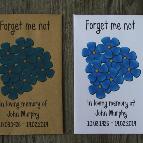 Funeral Forget Me Not Flowers Personalised Envelopes Seed Packets Favours