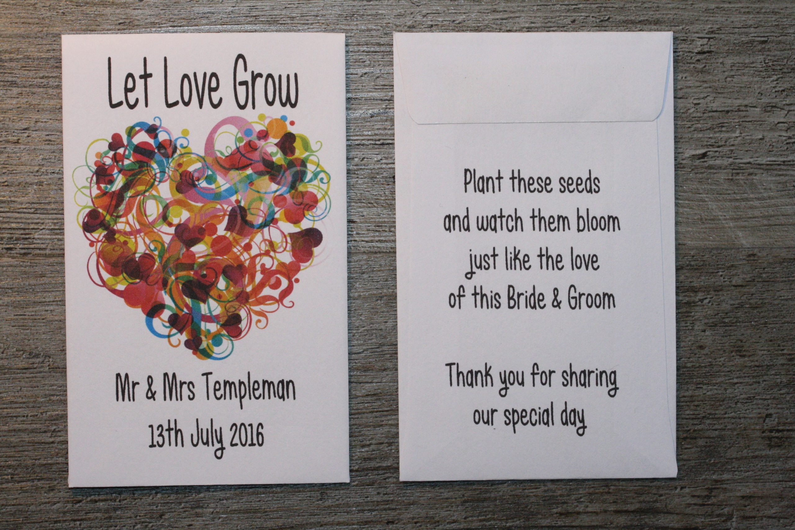 Abstract Heart Wedding Personalised Envelopes Seed Packets Favours - Image 3