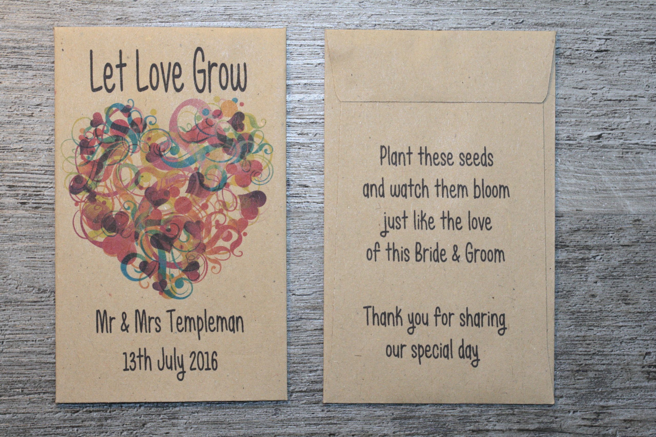 Abstract Heart Wedding Personalised Envelopes Seed Packets Favours - Image 2