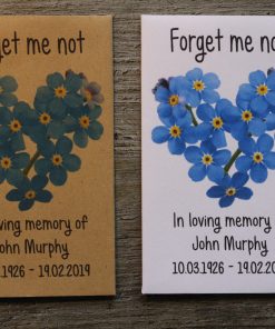 Funeral Forget Me Not Heart Personalised Envelopes Seed Packets Favours