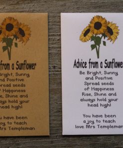 Advice from a Sunflower Teacher Student Personalised Envelopes Seed Packets Favours