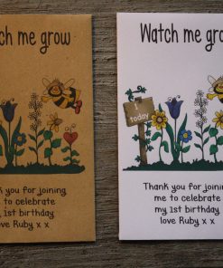 Watch Me Grow Birthday Party Bee Garden Personalised Envelopes Seed Packets Favours