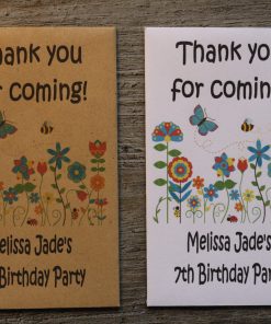 Birthday Party Garden Personalised Envelopes Seed Packets Favours