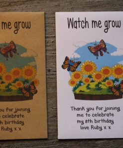 Watch Me Grow Birthday Party Sunflower Garden Personalised Envelopes Seed Packets Favours
