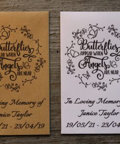 Funeral When Butterflies are Near Personalised Envelopes Seed Packets Favours