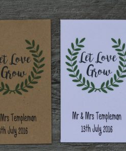 Wedding Green Leaf Wreath Personalised Envelope Seed Packets Favours