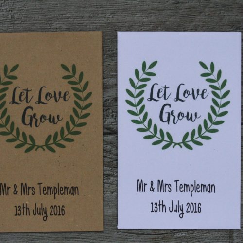 Wedding Green Leaf Wreath Personalised Envelope Seed Packets Favours