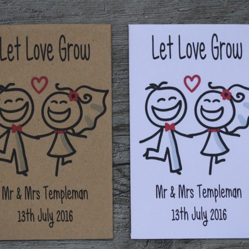 Wedding Cute Bridal Couple Personalised Envelope Seed Packets Favours