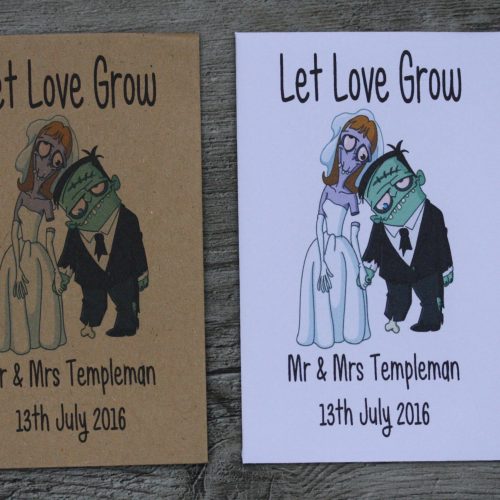 Wedding Ghoul Bride and Groom Personalised Envelope Seed Packets Favours