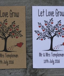 Wedding Love Heart Watering Can Personalised Envelope Seed Favours