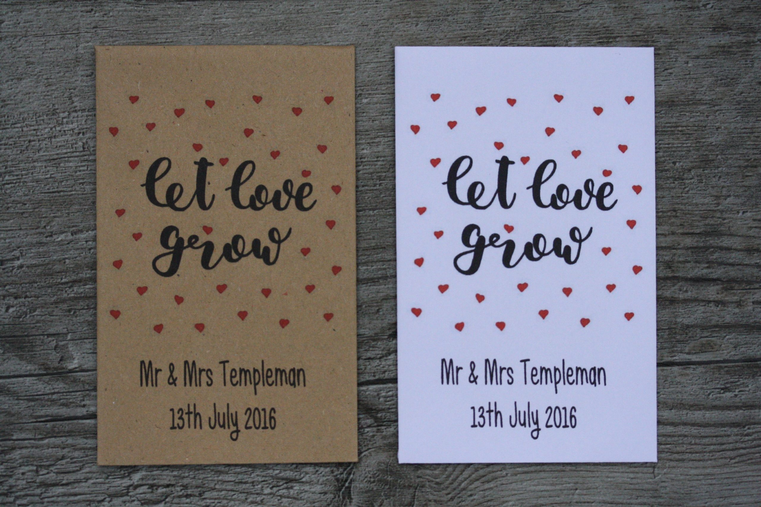 Wedding Little Love Hearts Personalised Envelope Seed Favours
