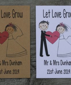 Bride and Groom Large Wedding Heart Personalised Seed Packets Favours