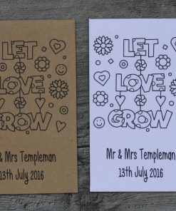 Uncoloured Let Love Grow Wedding Personalised Envelopes Seed Packets Favours