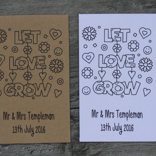 Uncoloured Let Love Grow Wedding Personalised Envelopes Seed Packets Favours