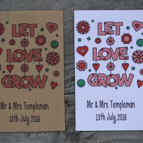 Pretty Let Love Grow Wedding Personalised Envelopes Seed Packets Favours