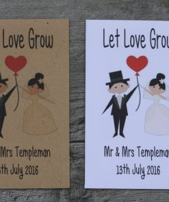 Bride and Groom Heart Balloon Wedding Personalised Envelopes Seed Packets Favours