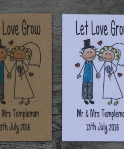 Bride and Groom holding hands Wedding Personalised Envelopes Seed Packets Favours