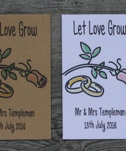 Single Rose Wedding Personalised Envelopes Seed Packets Favours