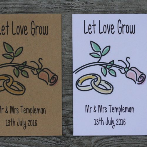 Single Rose Wedding Personalised Envelopes Seed Packets Favours
