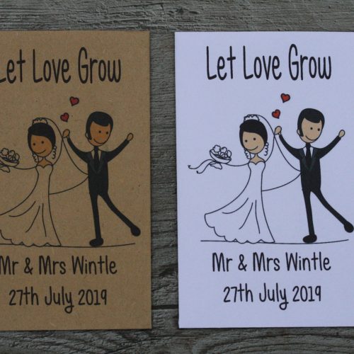 Happy Bride and Groom Wedding Personalised Envelopes Seed Packets Favours