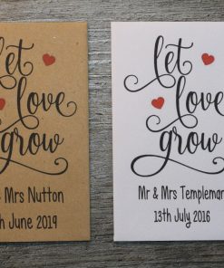 Let Love Grow Wedding Personalised Envelopes Seed Packets Favours