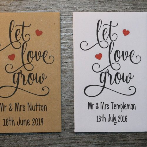 Let Love Grow Wedding Personalised Envelopes Seed Packets Favours
