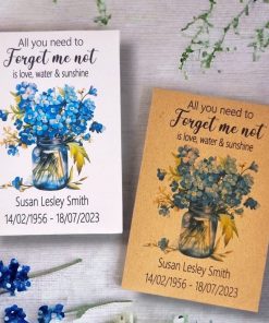 Personalised Forget Me Not Funeral Favor Seed Packets
