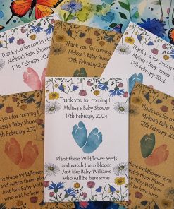 baby shower favours wildflower personalised seed packets