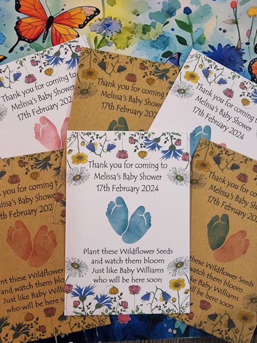 baby shower favours wildflower personalised seed packets
