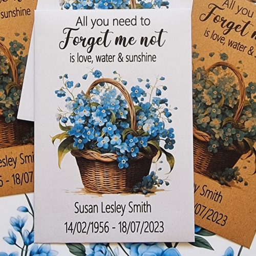 seed packet favours for funeral and memorial service