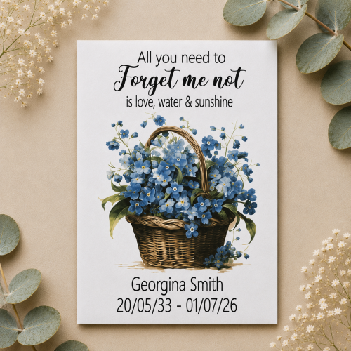 Forget Me Not Seed Packet Funeral Favours