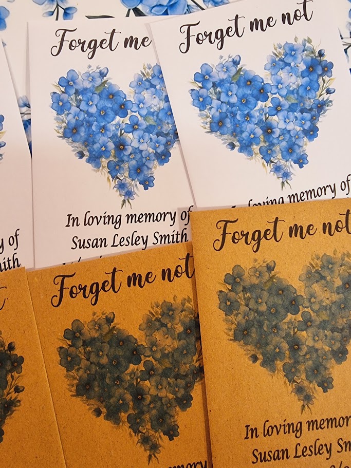 Forget Me Not Beautiful Memorial Funeral Seed Packets Heart - Image 4