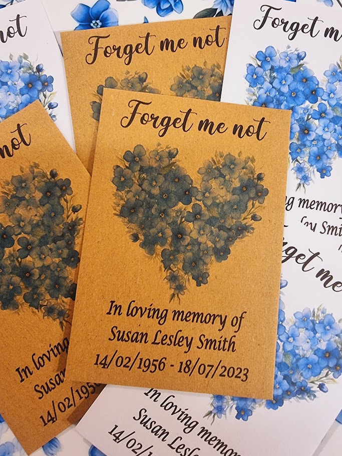 Forget Me Not Beautiful Memorial Funeral Seed Packets Heart - Image 6