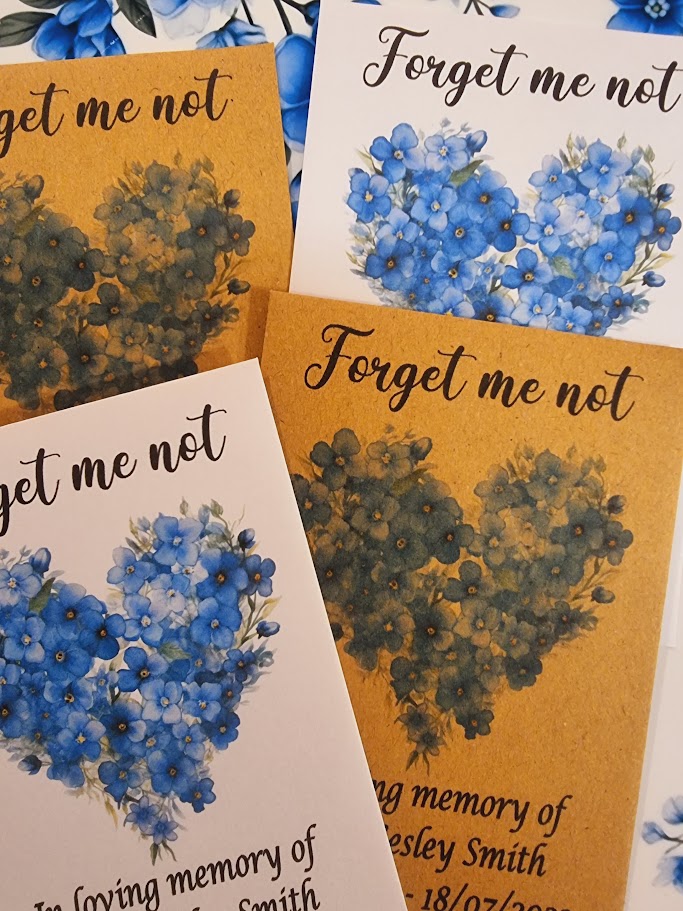 Forget Me Not Beautiful Memorial Funeral Seed Packets Heart - Image 7
