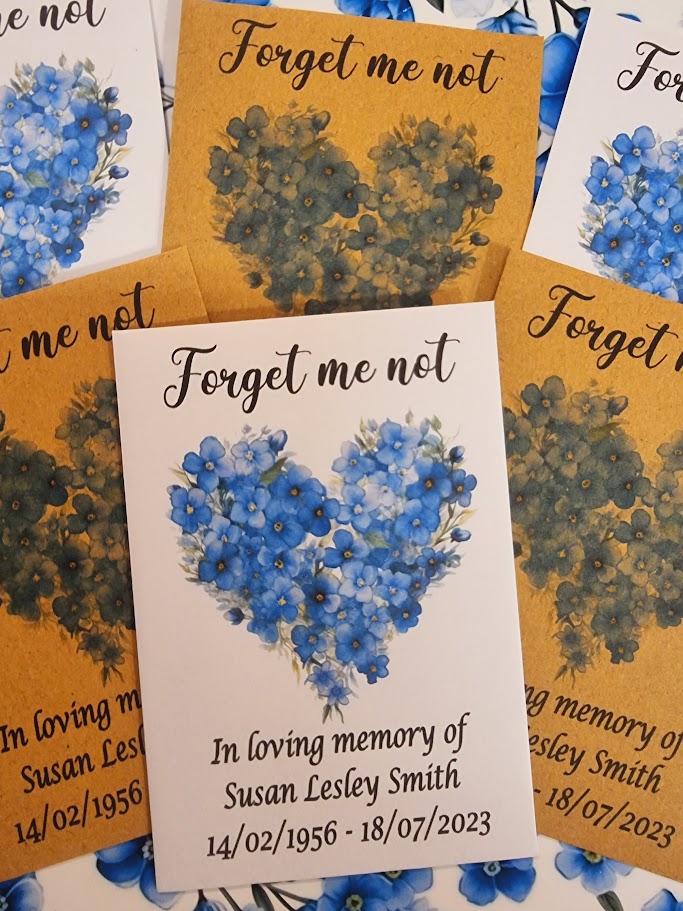 Forget Me Not Beautiful Memorial Funeral Seed Packets Heart - Image 8