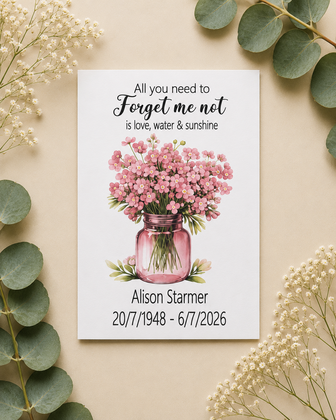 Personalised Pink Forget Me Not Memorial Seed Packets - Image 2