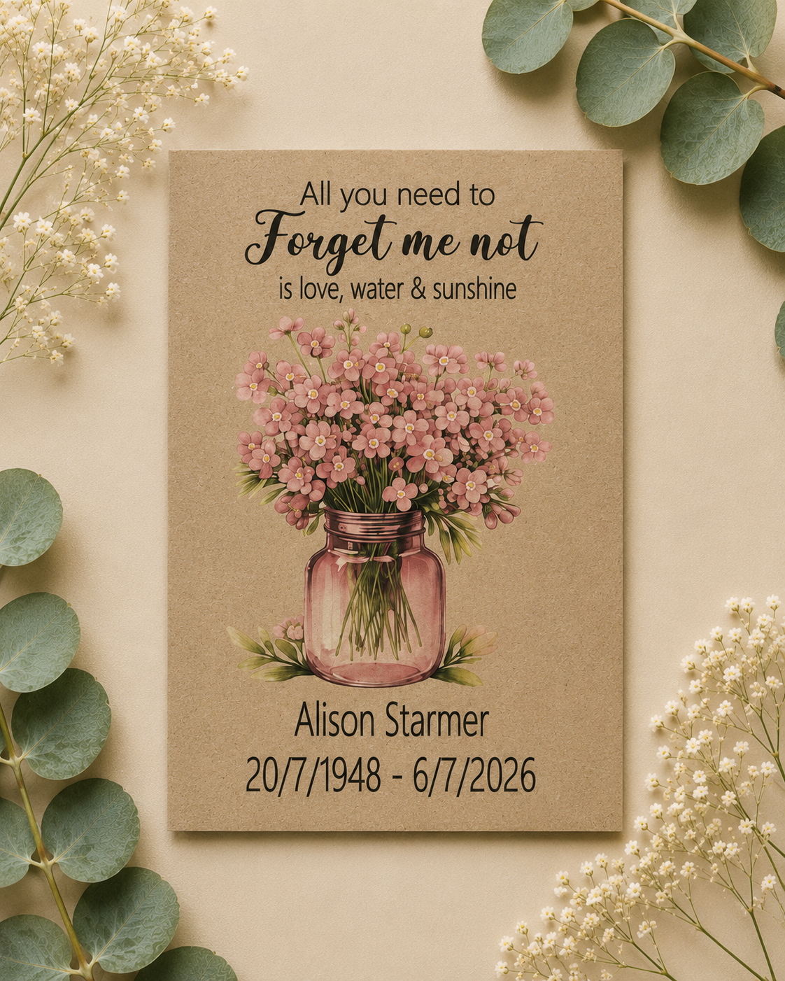 Personalised Pink Forget Me Not Memorial Seed Packets - Image 3