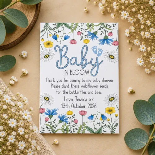 personalised baby in bloom wildflower seed packets white personalised baby in bloom wildflower seed packets